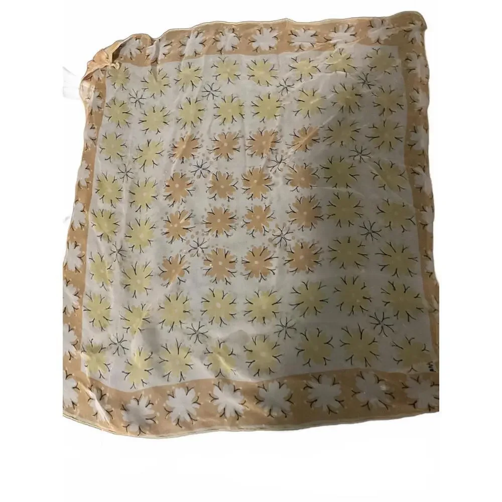 Vera Vintage Floral Print Silk Scarf 20”x20”
